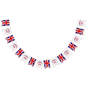 Bannière À Fanions Harry & Meghan Crown & Union Jack Mariage royal