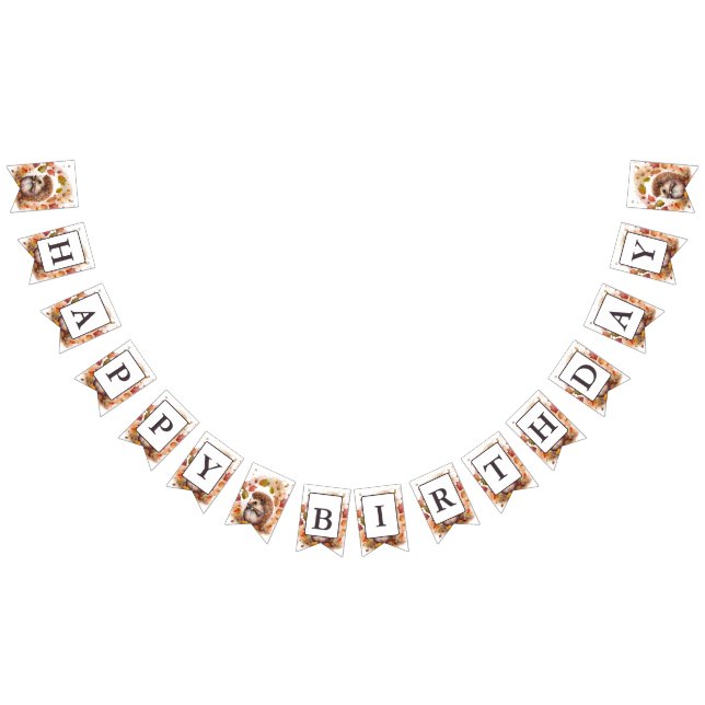 Bannière À Fanions Hérisson aquarelle - Anniversaire (Tout)