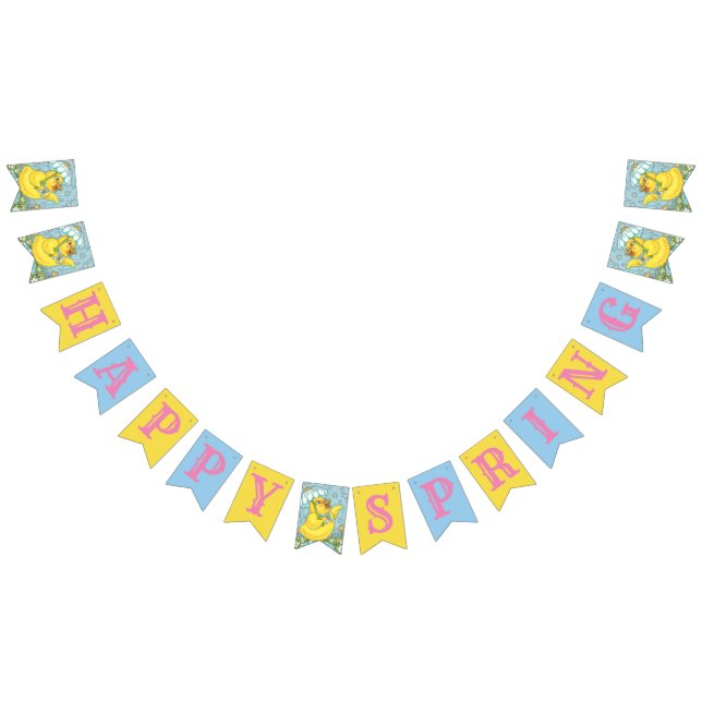 Bannière À Fanions HEUREUX PRINTEMPS BÉBÉ CHICK BUNTING BANNER Person (Tout)