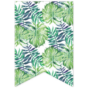 Bannière À Fanions Hippie hawaïen Luau de Monsterra Deliciosa