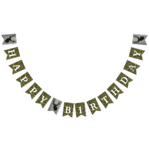 Bannière À Fanions Hommes Joyeux Anniversaire Big Deer Chasse Camoufl