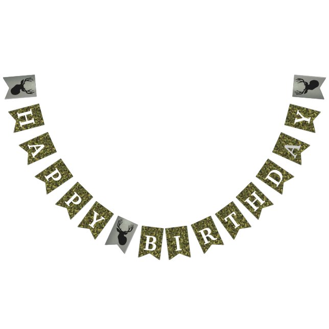 Bannière À Fanions Hommes Joyeux Anniversaire Big Deer Chasse Camoufl (Tout)
