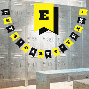 Bannière À Fanions Jaune / Noir Personnalisé Fête ou Événement de tra