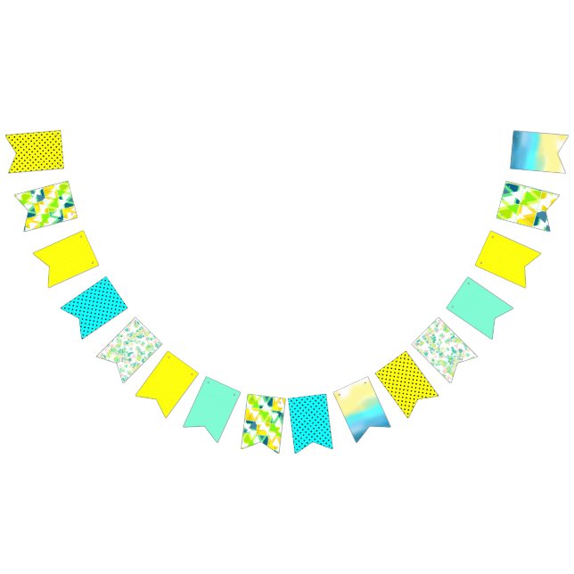 Bannière À Fanions Jaune, vert, turquoise, vacances (Tout)