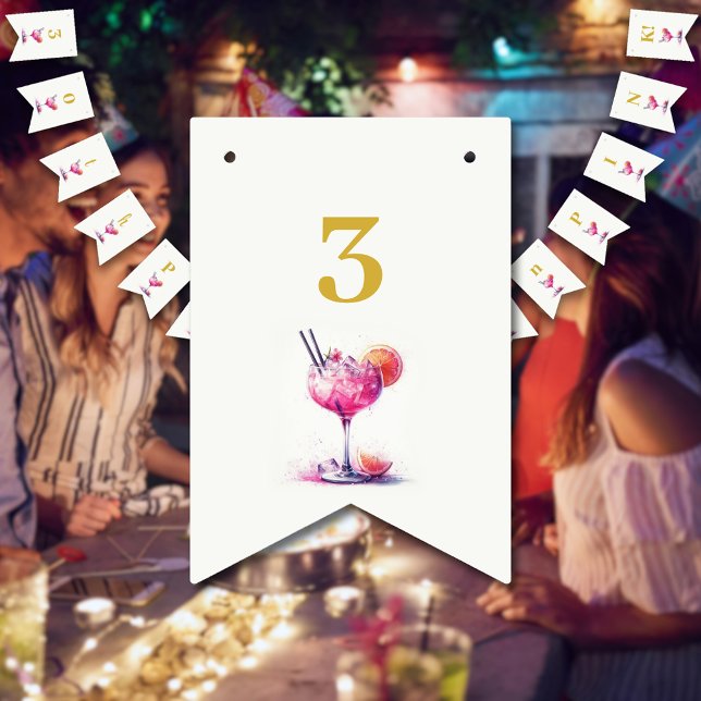 Bannière À Fanions Joli en rose thème Cocktail 30e anniversaire (Créateur téléchargé)