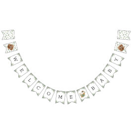 Bannière À Fanions Jouet Poodle Baby shower vert Chiot
