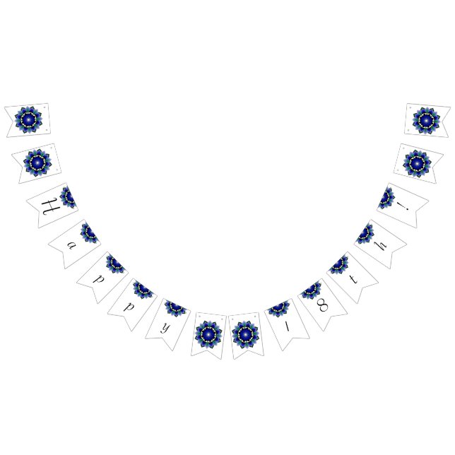Bannière À Fanions Joyeux 18ème ! Mandala en bleu foncé (Tout)