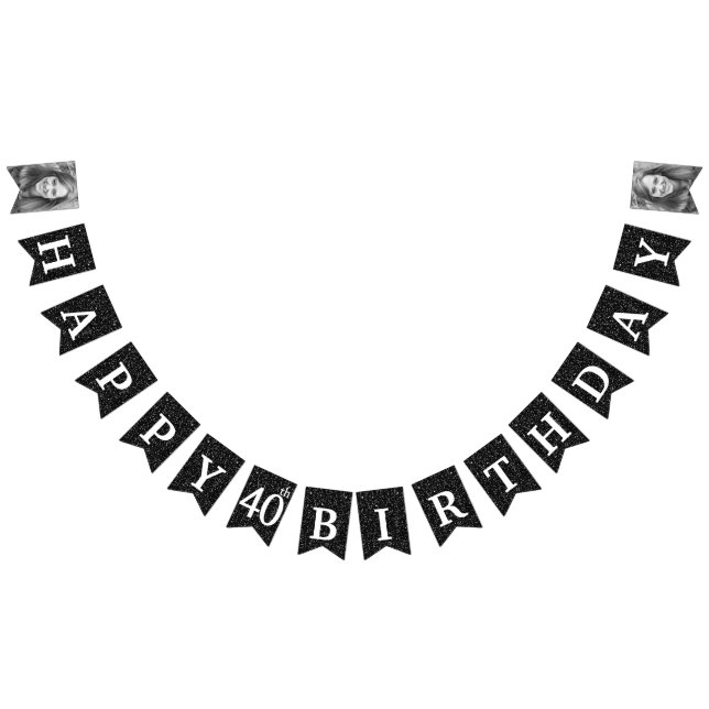 Bannière À Fanions Joyeux 40e anniversaire Photo Parties scintillant  (Tout)
