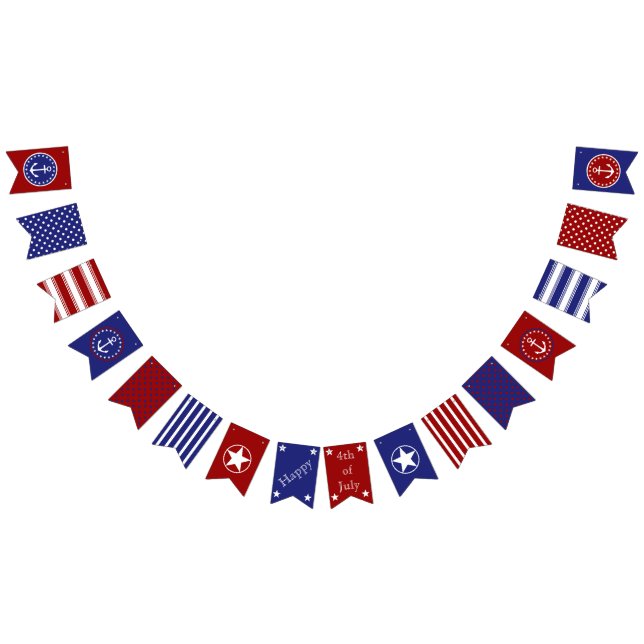 Bannière À Fanions Joyeux 4 juillet nautique (Tout)