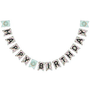 Bannière À Fanions Joyeux Anniversaire Blue Iced Donuts Sweetest One