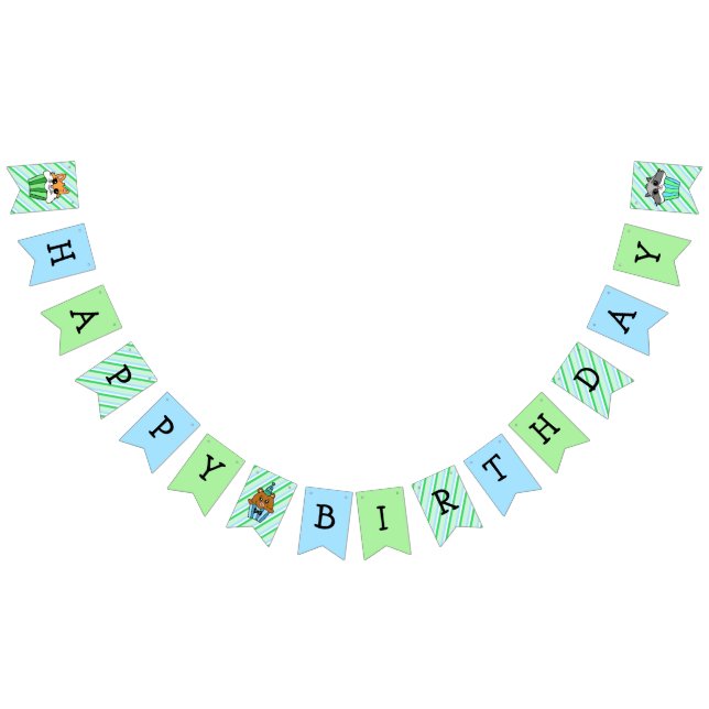 Bannière À Fanions Joyeux anniversaire Boy's Woodland thème (Tout)
