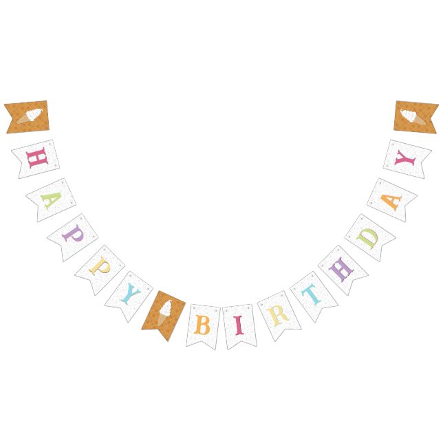 Bannière À Fanions Joyeux anniversaire - Crème de glace (Tout)