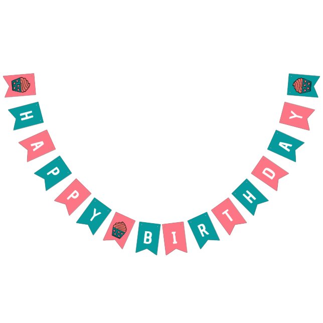 Bannière À Fanions Joyeux Anniversaire Cupcake thème Anniversaire Déc (Tout)