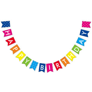 Bannière À Fanions Joyeux anniversaire d'arc-en-ciel fait sur