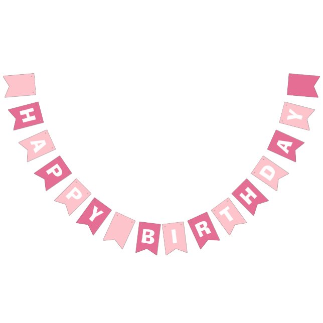 Bannière À Fanions Joyeux anniversaire de fille rose et Rose (Tout)