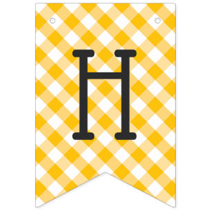 Bannière À Fanions Joyeux anniversaire de guingan de motif jaune de