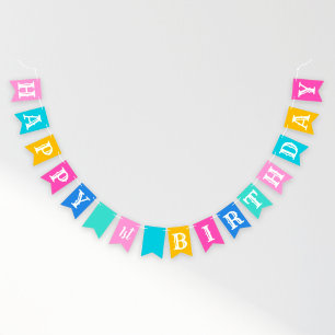 Bannière À Fanions Joyeux Anniversaire Lettres De Fête De Filles Colo