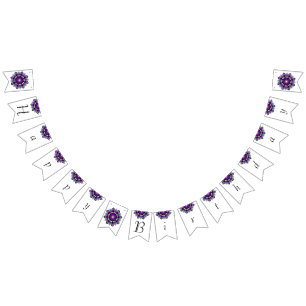 Bannière À Fanions Joyeux anniversaire Mandala dans les violets