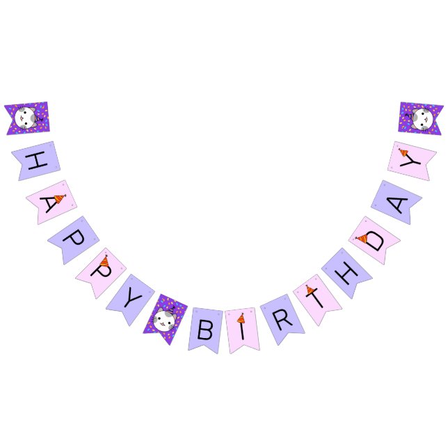 Bannière À Fanions Joyeux Anniversaire Polka Dot Chat (Tout)