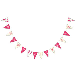 Bannière À Fanions Joyeux Anniversaire Rose Frosted Animal Cookies Ci