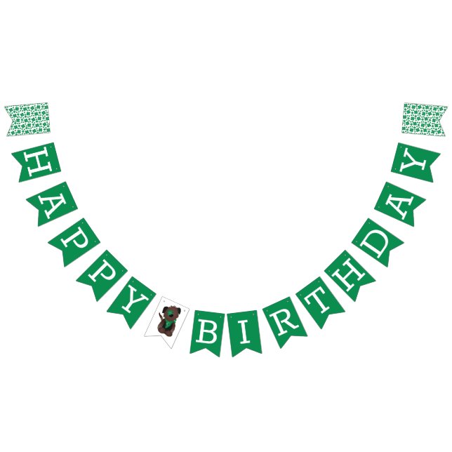 Bannière À Fanions Joyeux chien Shamrock d'anniversaire (Tout)