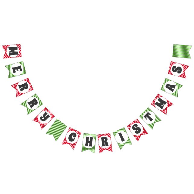 Bannière À Fanions Joyeux décor de chevrons de Noël (Tout)