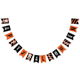 Bannière À Fanions Joyeux Halloween orange noir blanc cratch