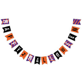 Bannière À Fanions Joyeux Halloween Orange Noir Violet Blanc Scratch
