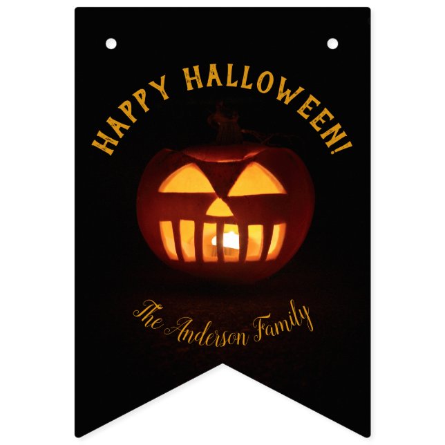 Bannière À Fanions Joyeux Halloween Party Éffrayant Orange Citrouille (huitième drapeau)