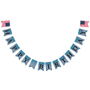Bannière À Fanions Joyeux message d'anniversaire Paisley Blue