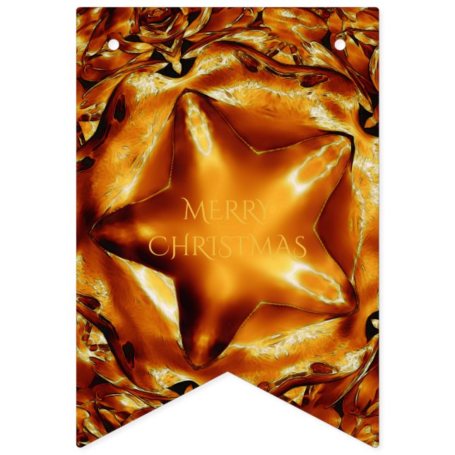 Bannière À Fanions Joyeux Noël Brown or cuivre Élégante étoile (Premier drapeau)