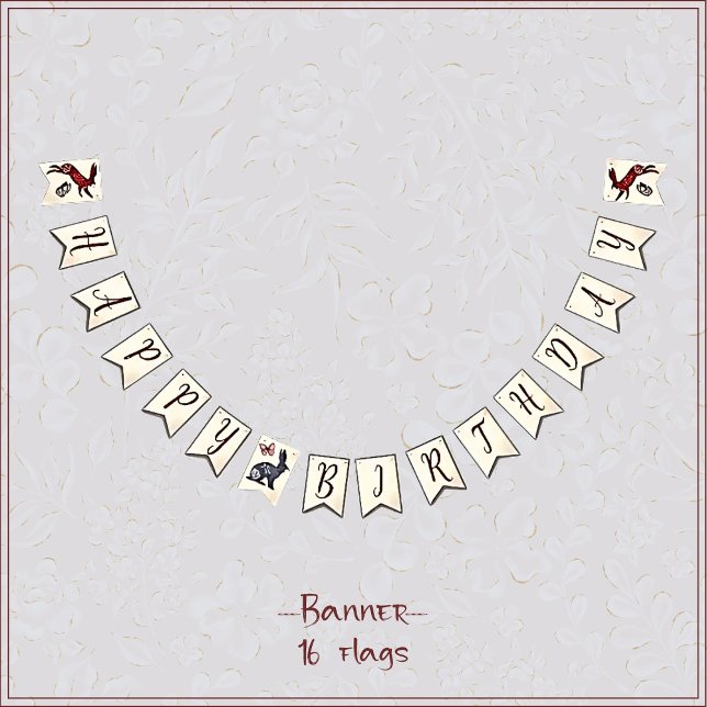 Bannière À Fanions Jus de boho folk art lapin Hygge floral (Créateur téléchargé)