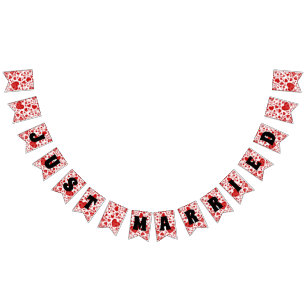 Bannière À Fanions JUST MARRIED - coeur amour motif design 2