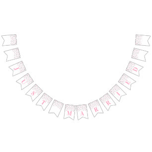 Bannière À Fanions Juste Marié Banner Pink Silver Confetti