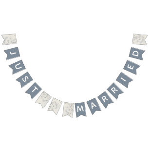 Bannière À Fanions Juste marié Dusty Mariage bleu