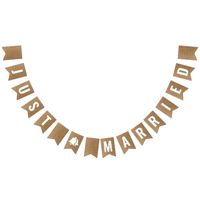 Bannière À Fanions Juste Marié Russe Burlap Neutral Beige Boho (Tout)