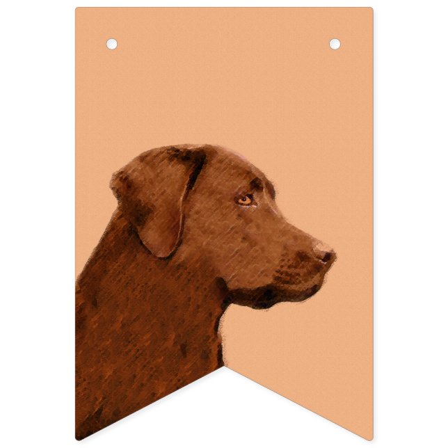 Bannière À Fanions Labrador Retriever (Chocolat) Peinture - Chien Art (Premier drapeau)