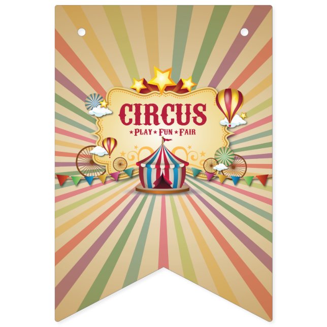 Bannière À Fanions Le Carnaval du cirque arrive en ville. (Premier drapeau)