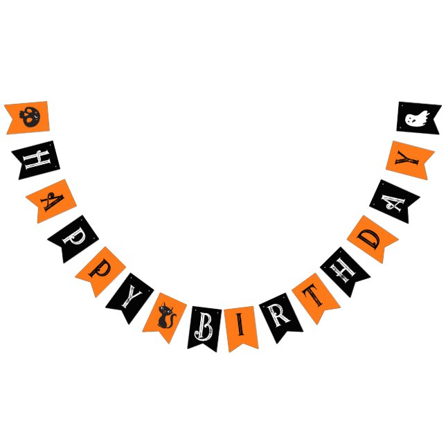 Bannière À Fanions Lettres gothiques d'anniversaire d'Halloween orang (Tout)