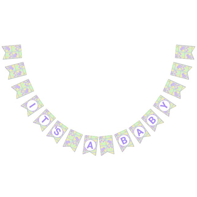 Bannière À Fanions Lilac Circus mignon Motif Baby shower neutre (Tout)