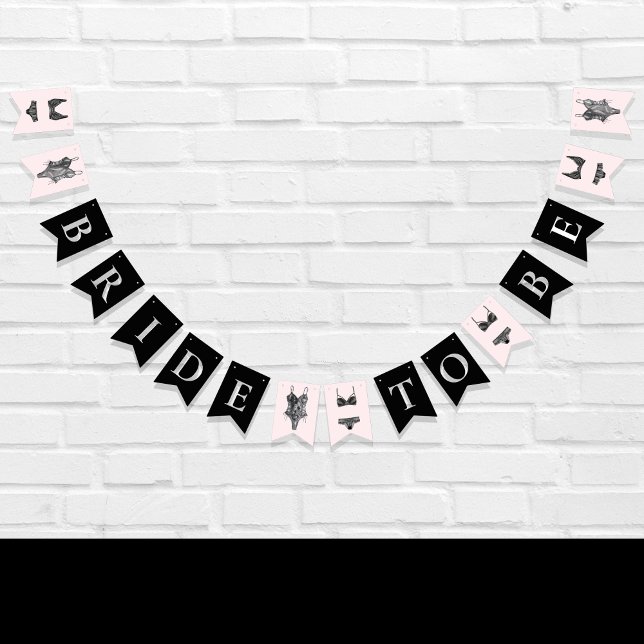 Bannière À Fanions Lingerie Épouse Douche Pour Être Rose Noir (Créateur téléchargé)