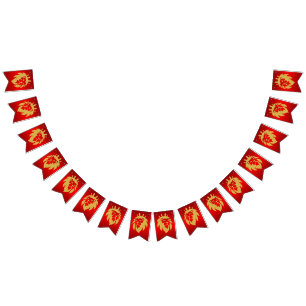 Bannière À Fanions Lion Avec Couronne - Style Or 1