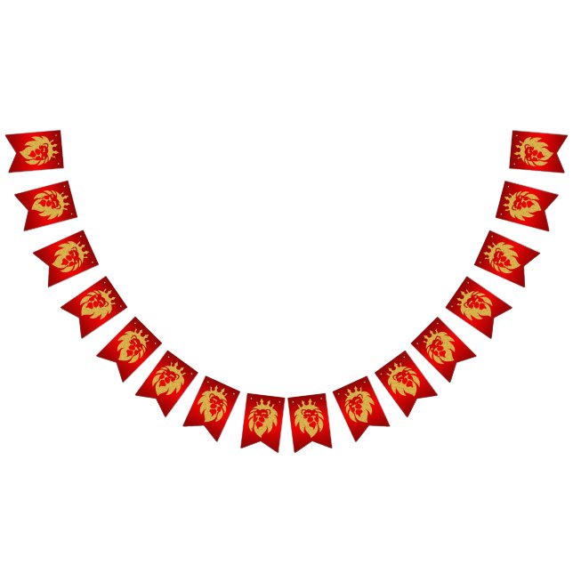 Bannière À Fanions Lion Avec Couronne - Style Or 1 (Tout)