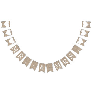 Bannière À Fanions M. et Mme Burlap Mariage Fête de Mariée Fiançaille