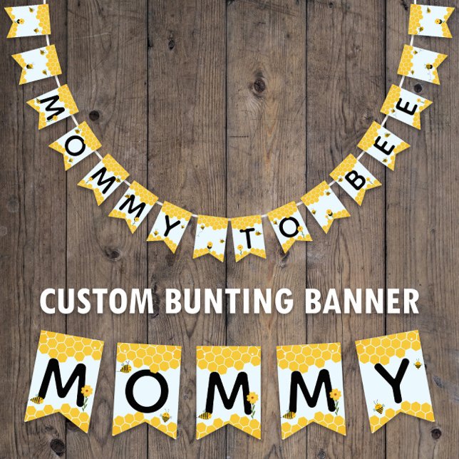 Bannière À Fanions Maman À Abeille 🐝 Baby shower Aquarelle Bumble Be (Custom "Mommy to Bee" Bunting Banner -- customize on screen now!)