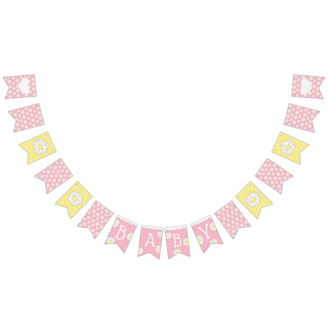 Bannière À Fanions Margueurs roses et jaunes Baby showers à thème dra (Tout)