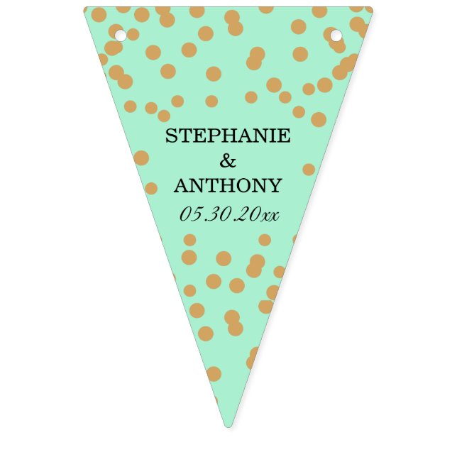 Bannière À Fanions Mariage Confetti Mint et Or (Seizième drapeau)