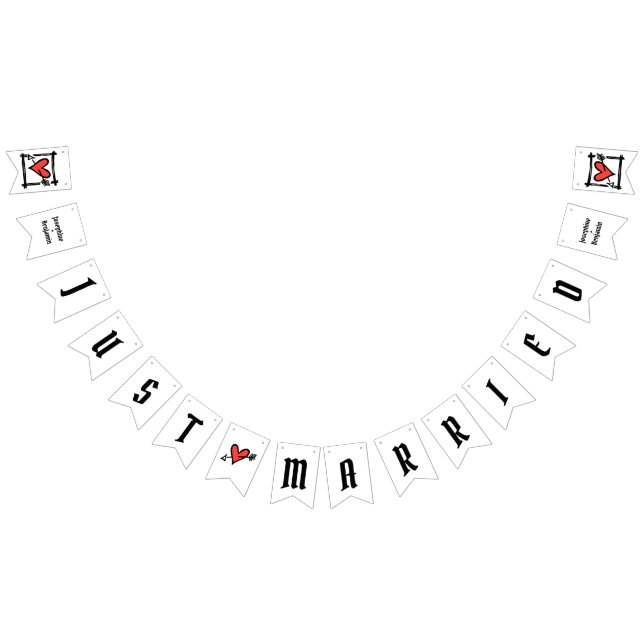 Bannière À Fanions Mariage de coeur d'amour personnalisé (Tout)