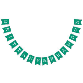 Bannière À Fanions Mariage Emerald Green Noms de mariée simple et de 