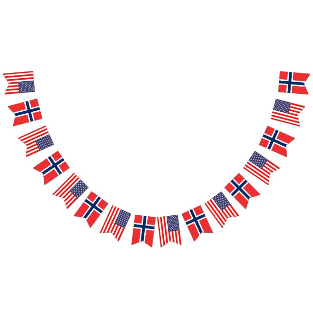 Bannière À Fanions Mariage international américain et norvégien (Tout)